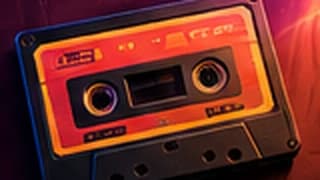An orange retro cassette tape